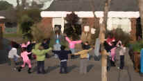 Jayne's class in the playground (Photoshop modified)